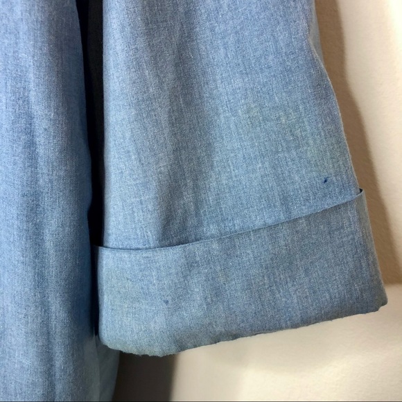 VINTAGE 80s Grandma Costume Blue Bingo Chambray Button-down Shirt Size Large - Picture 9 of 11